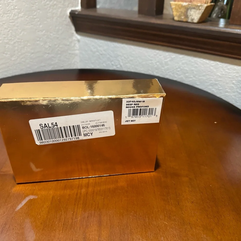 NWT MICHAEL Michael Kors Metallic Red Clutch - Picture 7 of 12